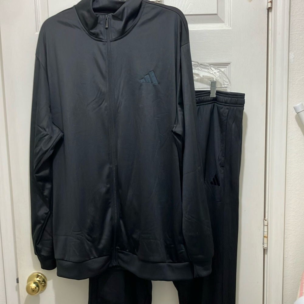 Adidas WIDE Stripe Tracksuit Sweatsuit Warmup Exercise Suit Jacket Joggers set